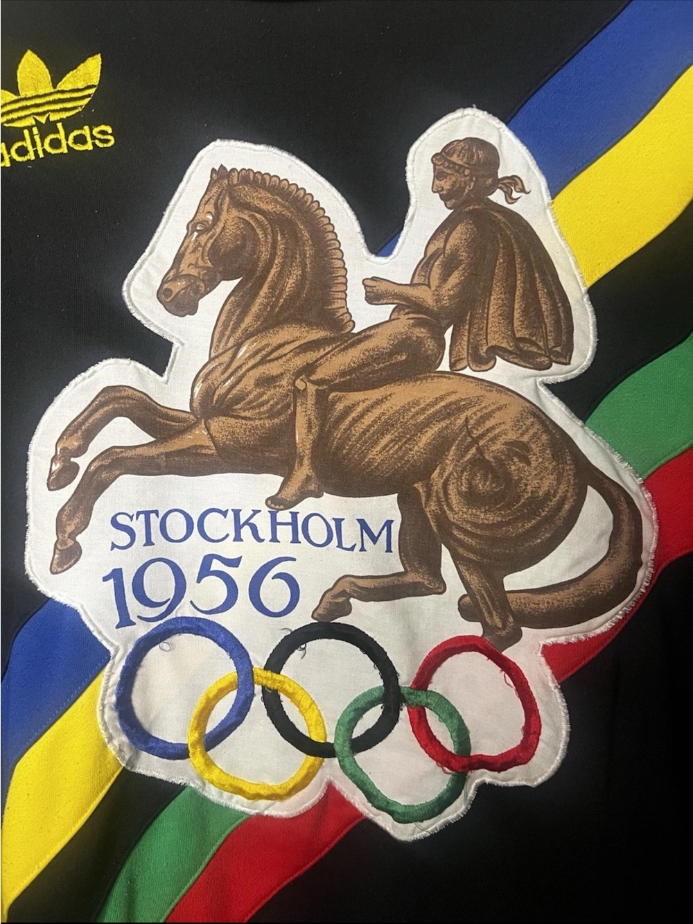 Vintage 80s Adidas 1956 Stockholm Helsinki Olympics Sweatshirt XL *FLAWS* - Picture 2 of 8